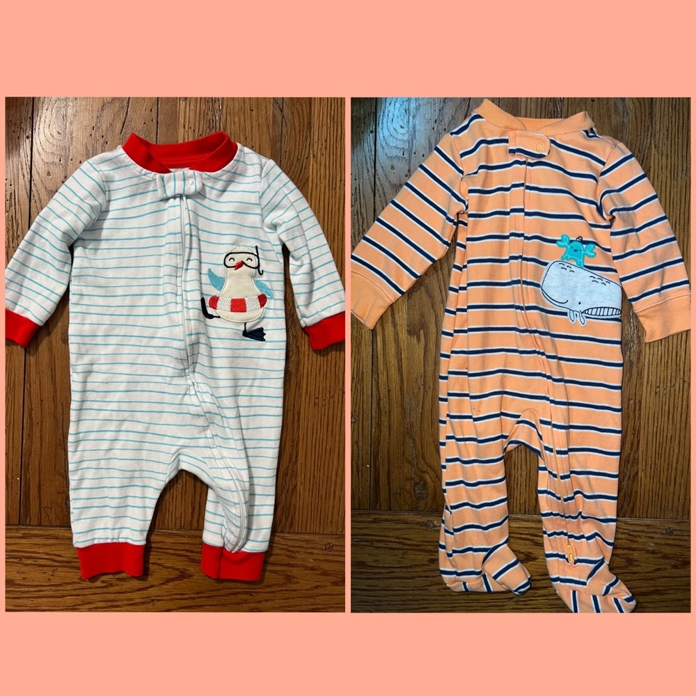 EC- 2 FOR 1 Baby Pajamas! 1 Footie & 1 Bodysuit! Size 6 Months.